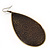 Long Dark Olive Enamel Teardrop Earrings In Bronze Metal - 9.5cm Length - view 4
