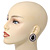 Burn Silver Black Jewelled Teardrop Stud Earrings - 3cm Length - view 4