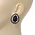 Burn Silver Black Jewelled Teardrop Stud Earrings - 3cm Length - view 2