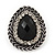 Burn Silver Black Jewelled Teardrop Stud Earrings - 3cm Length - view 3