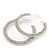 2-Row Crystal Flat Hoop Earrings In Rhodium Plating - 4.5cm in Diameter - view 3
