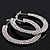2-Row Crystal Flat Hoop Earrings In Rhodium Plating - 4.5cm in Diameter - view 5
