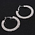 2-Row Crystal Flat Hoop Earrings In Rhodium Plating - 4.5cm in Diameter - view 6