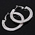 2-Row Crystal Flat Hoop Earrings In Rhodium Plating - 4.5cm in Diameter - view 8