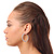 2-Row Crystal Flat Hoop Earrings In Rhodium Plating - 4.5cm in Diameter - view 4