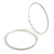 Oversized Slim Clear Crystal Hoop Earrings In Rhodium Plating - 7cm Diameter