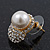Gold Plated Swarovski Crystal Simulated Pearl Stud Earrings - 18mm Length - view 5