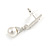 Prom Diamante Simulated Pearl Drop Earrings In Rhodium Plating - 3.5cm Length - view 6