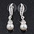 Prom Diamante Simulated Pearl Drop Earrings In Rhodium Plating - 3.5cm Length - view 7
