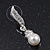 Prom Diamante Simulated Pearl Drop Earrings In Rhodium Plating - 3.5cm Length - view 10