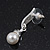 Prom Diamante Simulated Pearl Drop Earrings In Rhodium Plating - 3.5cm Length - view 12
