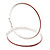 Oversized Slim Red Crystal Hoop Earrings In Rhodium Plating - 7cm Diameter - view 2
