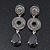 Grey Swarovski Crystal and CZ Teardrop Chandelier Earrings In Silver Plating - 60mm Length - view 9