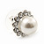 Teen Small Diamante, Simulated Pearl Stud Earrings In Rhodium Plating - 12mm Diameter - view 7