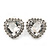 Clear CZ Crystal 'Heart' Stud Earrings In Rhodium Plating - 20mm Length - view 7