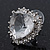 Clear CZ Crystal 'Heart' Stud Earrings In Rhodium Plating - 20mm Length - view 6
