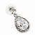 Bridal Clear Glass Crystal Teardrop Earrings In Rhodium Plating - 27mm Length - view 5