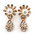 Clear Diamante Simulated Pearl 'Flower' Drop Earrings In Gold Plating - 2cm Length - view 11