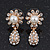 Clear Diamante Simulated Pearl 'Flower' Drop Earrings In Gold Plating - 2cm Length - view 4