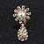 Clear Diamante Simulated Pearl 'Flower' Drop Earrings In Gold Plating - 2cm Length - view 6