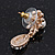 Clear Diamante Simulated Pearl 'Flower' Drop Earrings In Gold Plating - 2cm Length - view 8