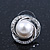 Classic Diamante, Simulated Pearl Stud Earring In Rhodium Plating - 17mm Diameter - view 3