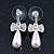 Delicate Teen Crystal, Simulated Pearl 'Bow' Stud Earrings In Rhodium Plating - 3cm Length