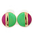 2 Pairs Neon Enamel Round Stud Earring Set In Gold Plating - 18mm Diameter - view 2