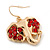 Gold Plated AB & Red Crystal Elephant Earrings - 2 Pc Set - 33mm Length - view 6