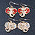 Gold Plated AB & Red Crystal Elephant Earrings - 2 Pc Set - 33mm Length - view 2