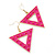 Groovy Neon Pink Spiky Triangular Drop Earrings In Gold Plating - 5.5cm Length
