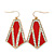Crystal, Red Enamel Geometric Drop Earrings In Gold Plating - 5cm Length