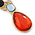 Multicoloured Glass Stone Linear Drop Earrings In Gold Plating - 73mm Length - view 4