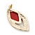 Diamante Red Acrylic Bead Diamond Shape Stud Earrings In Gold Plating - 37mm Length - view 6
