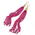 Long Fuchsia Chain Tassel Earrings In Gold Plating - 17cm Length - view 3