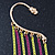 One Pair Dangle Neon PInk/ Neon Yellow Spike Hook Cuff Earring In Gold Plating - 6.5cm Length - view 5