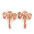 Textured Elephant Stud Earrings In Gold & Rose Tone Metal - 2 Pc Set - 26mm Length - view 8