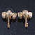Textured Elephant Stud Earrings In Gold & Rose Tone Metal - 2 Pc Set - 26mm Length - view 3