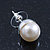 Classic White Faux Pearl Stud Earrings In Rhodium Plating - 10mm Diameter - view 5