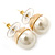Classic White Faux Pearl Stud Earrings In Gold Tone Plating - 10mm Diameter - view 3