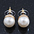 Classic White Faux Pearl Stud Earrings In Gold Tone Plating - 10mm Diameter