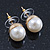 Classic White Faux Pearl Stud Earrings In Gold Tone Plating - 10mm Diameter - view 6