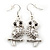 Clear Diamante 'Owl' Drop Earrings In Rhodium Plating - 4.5cm Length - view 5