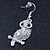 Clear Diamante 'Owl' Drop Earrings In Rhodium Plating - 4.5cm Length - view 4