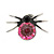 Small Light Pink/ Black Crystal 'Spider'/ Insect Stud Earrings In Silver Plating - 12mm Across - view 2