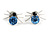 Small Light Blue/ Black Crystal 'Spider' Stud Earrings In Silver Plating - 12mm Across