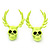 Teen Skull and Antlers Stud Earrings in Neon Yellow - 3.5cm in Height