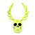 Teen Skull and Antlers Stud Earrings in Neon Yellow - 3.5cm in Height - view 2