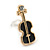 Children's/ Teen's / Kid's Small Black Enamel 'Violin' Stud Earrings In Gold Plating - 13mm Length - view 2