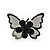 Teen Rhodium Plated Black Crystal 'Butterfly' Stud Earrings - 15mm Width - view 6